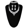 Subiceto Bridal Necklace Wedding Jewelry for Bride Crystal Tennis Link Bracelet Teardrop Dangle Earrings Jewelry Set for Women Fashion Bridesmaid Wedding Jewelry Gifts