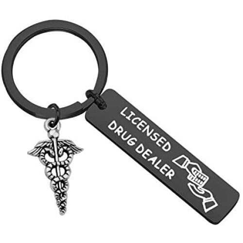MAOFAED Pharmacist Gift Funny Pharmacy Student Gift Pharmacy Shool Graduation Gift Funny Licensed Drug Dealer Pharmacist Keychain