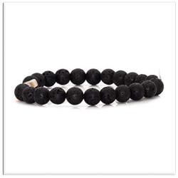 Xusamss Fashion 8mm Lava Rock Essential Oil Diffuser Bracelet Religious Cross Elastic Link Bracelet,7 1/2 Wrist
