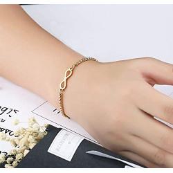 MiniJewelry Infinity Bracelet Stainless Steel Adjustable Bracelets for Women Memorial Friendship Bracelets for BFF Girls Sister, Rose Gold, Silver, Gold