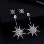 Starburst CZ Dangle Drop Earrings for Women Girls Sensitive Ear S925 Sterling Silver Stud Post Pin Fashion Lucky Star Dangling Hanging Earring Jewelry Hypoallergenic Gifts Bff