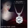 Sllaiss Sets with Swarovski Zirconia Sterling Silver Solitaire Pendant Necklace for Women Round-Cut CZ Necklace Chain Jewelry Gift (2 cttw), 18”