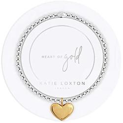 Katie Loxton Sweet Sayings Heart of Gold Womens Silver Plated Boxed Stretch Charm Bracelet