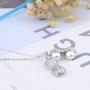 coadipress Fashion Peanut Pendant Necklace for Women Girls Personality Creative Gold Silver Plated Pearl Rhinestone Chain Charm Mother Daughter Gift Valentines Day Birthday Jewelry