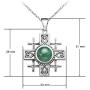 SolidSilver - Sterling Silver Byzantine Cross Pendant Necklace with Genuine Ancient Roman Glass or Crysocola Stone