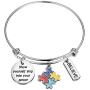 PENQI Autism Awareness Bracelet Autism Puzzle Charm Bracelet Show Yourself Step Into Your Power Autism Inspired Jewelry Autism Mom Gift Autism Grandma Gift