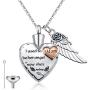 Cat Eye Jewels Memorial Ash Holder Urn Necklace Stainless Steel Heart Angel Wing Cremation Keepsake with Funnel Kit Necklace for Ashes for Men Women