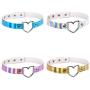Tvoip 4Pcs PU Leather Choker Necklace Gift for Women Holographic Choker Heart Metal Laser Collar Chocker Fashion Jewelry Colorful Leather