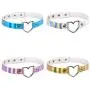 Tvoip 4Pcs PU Leather Choker Necklace Gift for Women Holographic Choker Heart Metal Laser Collar Chocker Fashion Jewelry Colorful Leather
