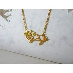 La Menagerie Lion Gold Origami Jewelry & Gold Geometric Necklace – 18 Karat Plated Gold Necklace & Lion Necklaces for Women – Lion Necklace for Girls & Origami Necklace
