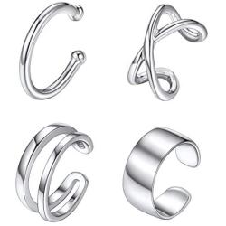 ChicSilver 925 Sterling Silver Ear Cuff Non Piercing Clip on Cartilage Earrings for Women Teengirls (with Gift Box)