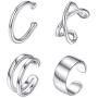 ChicSilver 925 Sterling Silver Ear Cuff Non Piercing Clip on Cartilage Earrings for Women Teengirls (with Gift Box)