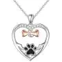 S925 Sterling Silver Cute Paw Print Heart Pendant Necklace for Dog Lover Women Paw Jewelry 18 inches S925 Sterling Silver Cute Paw Print Heart Pendant Necklace for Dog Lover Women Paw Jewelry 18 inches