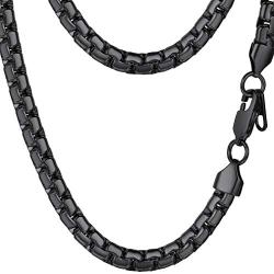 PROSTEEL Stainless Steel Flat Box Chain Necklace, Silver/Gold/Black Tone, Nickel-Free, Hypoallergenic Necklace, W: 4mm/6mm, L: 14/18/20/22/24/26/28/30 inch, Come Gift Box