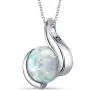 Peora Created White Opal Pendant Necklace in Sterling Silver, Open Wave Round Solitaire Design, 8mm, 1.75 Carats with 18 inch Chain Peora Created White Opal Pendant Necklace in Sterling Silver, Open Wave Round Solitaire Design, 8mm, 1.75 Carats with 18 inch Chain