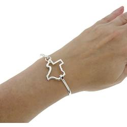 PammyJ Silvertone State of Texas Bangle Bracelet
