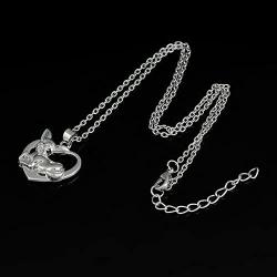 Trendy Silver Plated I Love Chihuahua Necklace Heart Shape Pendant 18'' Chain