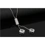 Qiaoqiao Elegant Lucky Four-Leaf Clover Pendant Long Necklace Crystal Flower Tassel Sweater Chain Necklaces Fashion Jewelry for Women Girls Gift