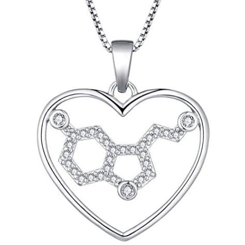 YL Serotonin Necklace Sterling Silver Dopamine Pendant Phantom Molecule Jewelry for Women