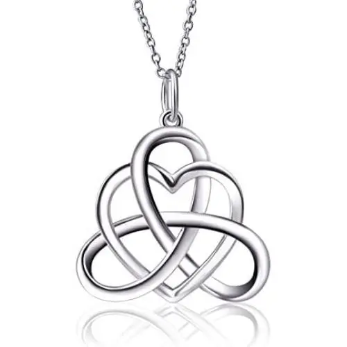 925 Sterling Silver Good Luck Irish Celtic Knot Vintage Triangle Heart Love Knot Pendant Necklace Birthday Gift for Women Girls, 18 inch 925 Sterling Silver Good Luck Irish Celtic Knot Vintage Triangle Heart Love Knot Pendant Necklace Birthday Gift for Women Girls, 18 inch