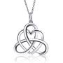 925 Sterling Silver Good Luck Irish Celtic Knot Vintage Triangle Heart Love Knot Pendant Necklace Birthday Gift for Women Girls, 18 inch