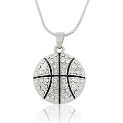 Women Girl Pendant Necklaces White Diamond Basketball Soccer Volleyball Pendant Necklace