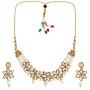 Saissa Kundan Pearl Choker Indian Necklace Earrings Jewelry Set for Girls and Women