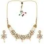 Saissa Kundan Pearl Choker Indian Necklace Earrings Jewelry Set for Girls and Women