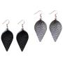 Genuine Leather Earrings Set Teardrop Petal Leaf Leather Dangle Earrings Leather Feather Drop Earring for Women Girls, S/M/L