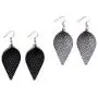 Genuine Leather Earrings Set Teardrop Petal Leaf Leather Dangle Earrings Leather Feather Drop Earring for Women Girls, S/M/L