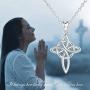 Eusense Sterling Silver Celtic Cross Necklace Trinity Knot Jewelry Irish Heart Love Necklaces Good Luck with Cubic Zirconia for Women