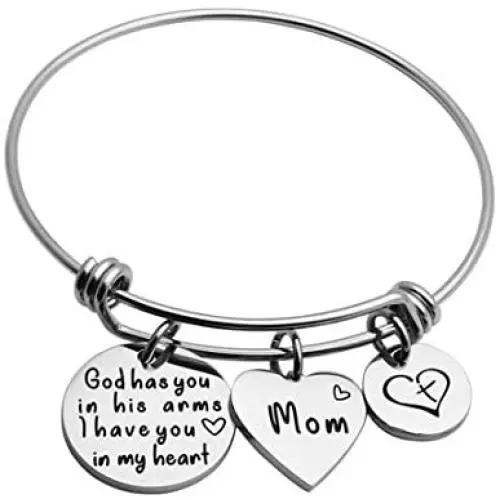 Meibai Memorial Bracelet God Has You in His Arms I Have You in My Heart Expandable Bangle Loss of Mom Gift Dad Memorial Gift Meibai Memorial Bracelet God Has You in His Arms I Have You in My Heart Expandable Bangle Loss of Mom Gift Dad Memorial Gift