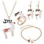 5 Pieces Christmas Jewelry Sets Santa Claus Christmas Tree Bells Elk Pendant Necklace Earrings Rings Bracelets Set Jingle Bell Dangle Earrings Xmas Tree Bracelet Gifts for X-Mas Holiday