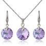 Crystal Jewelry Set for Women - Elegant 14k White Gold Plated Sparkly Round Crystal Cubic Zirconia CZ Rhinestone Necklace Earring Set for Grils Wedding Party Prom Bride Bridesmaids Gift Costume Jewelry