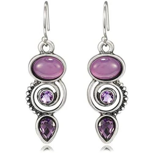 Junxin Vintage Drop Dangle Earrings for Women Girls, Small Teardrop Moonstone Earrings Dangling, Silver Dangle Hypoallergenic Earrings Mother’s Day Gift with Box