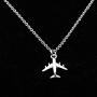 FUSTYLE Airplane Necklace Aircraft Pendant Flight Attendant Jewelry Pilot Gifts for Aviation Traveler (Silver)