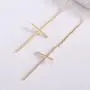 Epinki Gold Plated Earrings, Womens Long Chain Cross Threader Dangle Earrings Epinki Gold Plated Earrings, Womens Long Chain Cross Threader Dangle Earrings