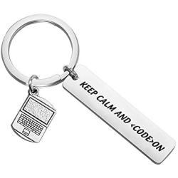 WSNANG Programmer Gift Keep Calm and Code On Keychain Coding Jewelry Computer Science Tech Developer Gift IT Gift for Software Engineer Student