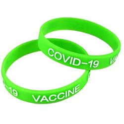 Poem Park Silicone Bracelet COVID-19 Vaccine Vaccinated Protect Me ，COVID 19 Sport Wristbands,2-Pack Adult Size