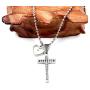 Stainless Steel Cross Faith Pendant Necklace, Cubic Zirconia Pave-Setting, Heart Mustard Seed Pendants Y917