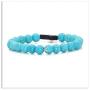 Xusamss Fashion Religious Cross Bracelet 8mm Tiger Eye Turquoise Beads Elastic Bracelet,7 1/2 Wrist