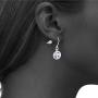 UPSERA Silver Tone 10mm Round Crystals from Swarovski Simulated Birthstone Dangle Earrings