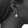 UPSERA Silver Tone 10mm Round Crystals from Swarovski Simulated Birthstone Dangle Earrings