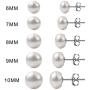 INBLUE 925 Sterling Silver Freshwater Pearl Earrings for Women Girls Cultured Stud White Purple Pearl Earrings Sets Bridesmaid Gifts Best Friend Lovers Jewelry