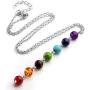 Top Plaza 7 Chakra Lava Rock Stone Beads Yoga Reiki Healing Energy Balancing Necklace Bracelets Earrings Jewelry Set