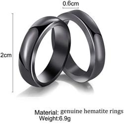 LIU JUN Genuine Hematite Rings for Women Men,Anxiety Balance Magnet Stone Hematite Rings That Absorb Negative Energy and Break,Friendship Cute for Teen Girls Gifts Jewelry(6mm-2Pcs)