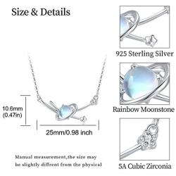 Moonstone Planet Necklace, Universe Interstellar Pendant Necklace for Women 925 Sterling Silver with Rainbow Moonstone Necklace Birthday Mothers Day Space Jewelry Gift for Her Girlfriend Mom Teen