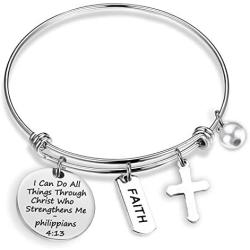 Christian Bracelet I Can Do All Things Through Christ Who Strengthens Me Philippians Gifts Religious Jewelry Bible Verse Bracelet Religious Bracelet for Women (do all things BR)