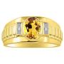 RYLOS Mens Rings Yellow Gold Plated Silver Rings Classic Designer Style 8X6MM Oval Gemstone & Genuine Diamond Ring Color Stone Birthstone Rings For Men Mens Rings, Silver Rings, Size 8,9,10,11,12,13