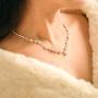 Unicra Bride Silver Bridal Necklace Earrings Set Rhinestone Choker Necklace Crystal Wedding Jewelry Set for Women and Girls- (2 earrings and 1 necklace)
